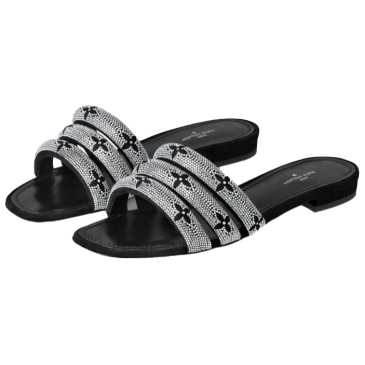 Shop (Women) Louis Vuitton Appeal 'Rhinestone Suede Slide Black Silver' 1A95SR