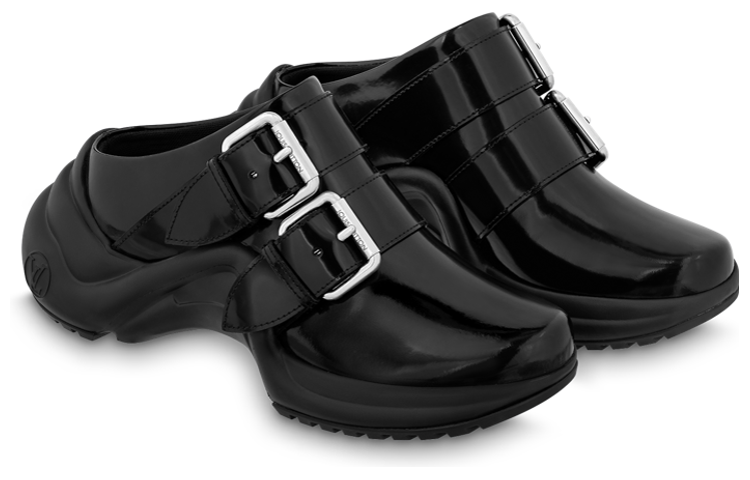 Order (Women) Louis Vuitton Archlight 1.0 'Black Leather Double Strap Slide' 1ABHXY