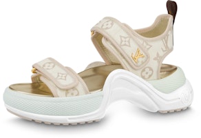 (Women) Louis Vuitton Archlight 1.0 'Denim Velcro Chunky Sole Fashion Slide' Light Brown 1ABHP6 (Women) Louis Vuitton Archlight 1.0 'Denim Velcro Chunky Sole Fashion Slide' Light Brown 1ABHP6