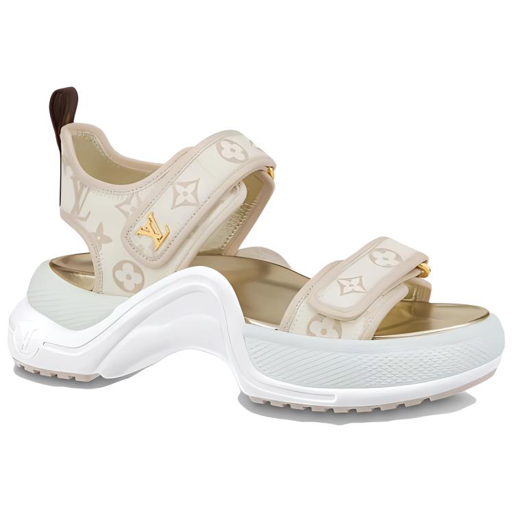 Order (W) 路易威登 Archlight 1.0 '牛仔魔术贴厚底时尚拖鞋' 浅棕色 1ABHP6