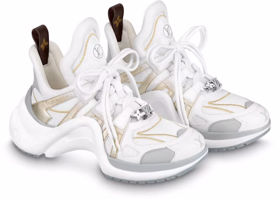 (W) Louis Vuitton Archlight 1.0 Sneakers 'Putih dengan Emas Perak' 1AAVXU Order (W) Louis Vuitton Archlight 1.0 Sneakers 'Putih dengan Emas Perak' 1AAVXU