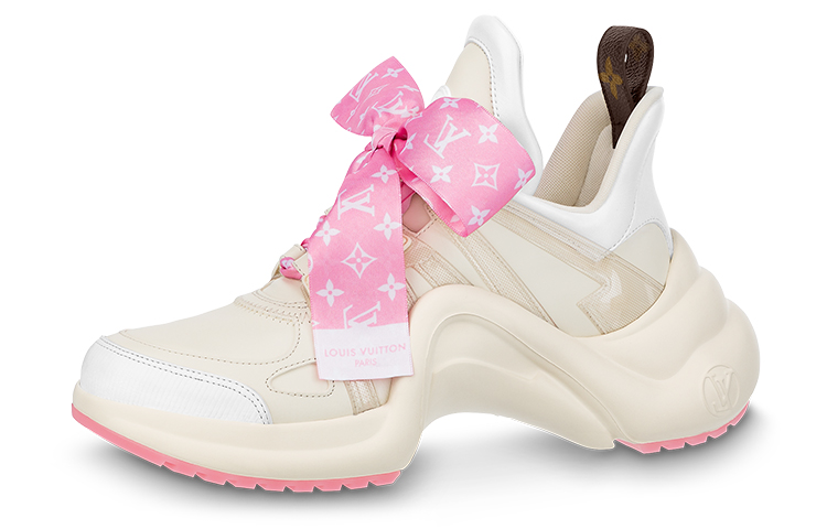 (Women) Louis Vuitton Archlight 1.0 Sneakers 'Beige with Pink Monogram Ribbon' 1ABB68
