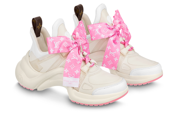 Order (W) Louis Vuitton Archlight 1.0 Sneakers 'Beige dengan Reben Monogram Merah Jambu' 1ABB68