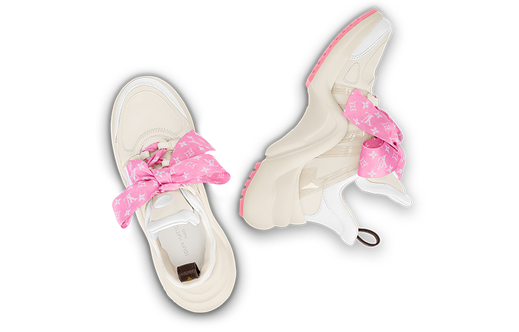 Shop (W) Louis Vuitton Archlight 1.0 Sneakers 'Beige dengan Reben Monogram Merah Jambu' 1ABB68