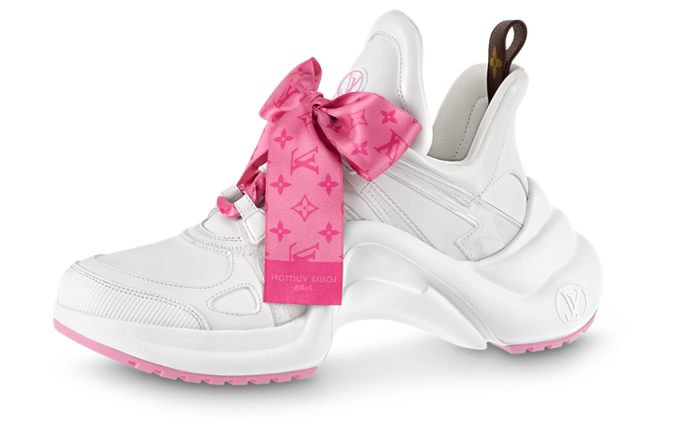 (Women) Louis Vuitton Archlight 1.0 Sneakers 'White with Pink Monogram Ribbon' 1AB42I