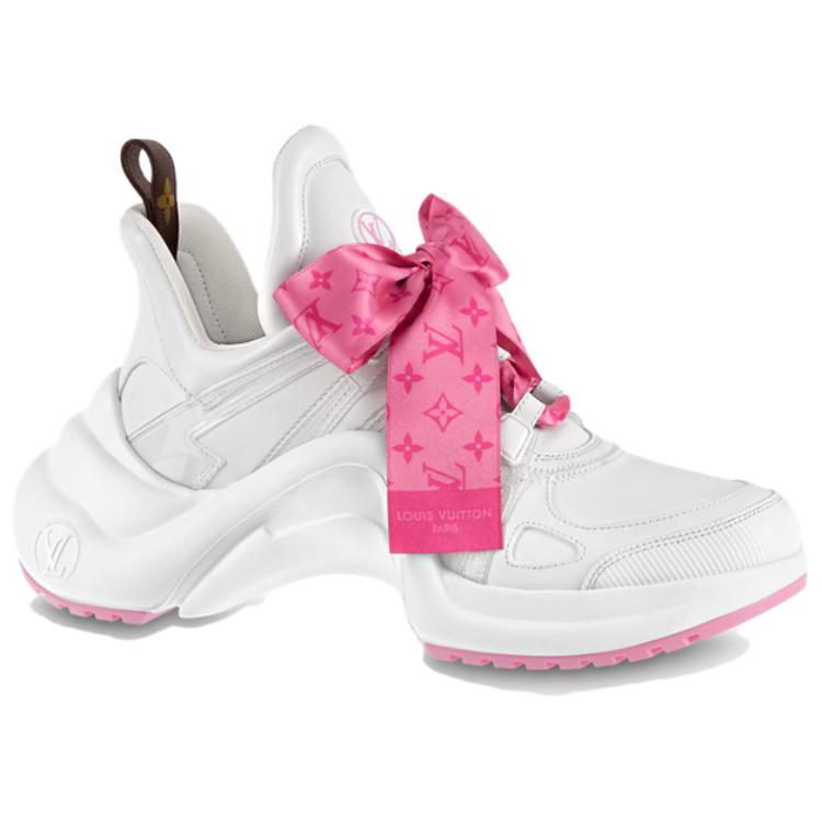 Order (W) Louis Vuitton Archlight 1.0 Baskets ''Blanc avec Ruban Monogramme Rose'' 1AB42I