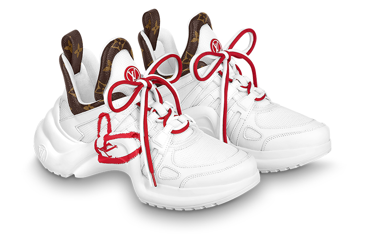 Order (W) Louis Vuitton Archlight 1.0 Sneakers ''Wit met Rood Hart en Strik'' 1A99FL