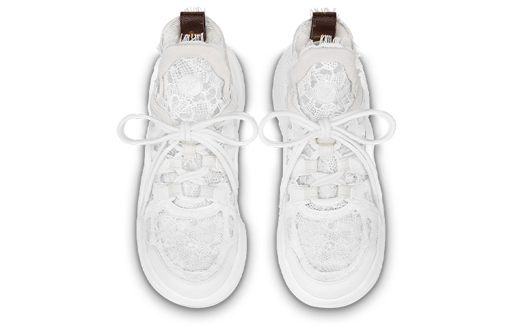 Lookbook (W) Louis Vuitton Archlight 1.0 Sepatu 'White Lace' putih renda 1ABI39