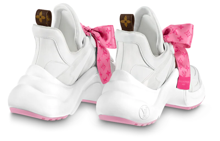 Purchase (W) Louis Vuitton Archlight 1.0 Baskets ''Blanc avec Ruban Monogramme Rose'' 1AB42I