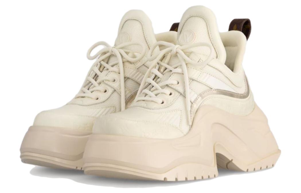 Lookbook LOUIS VUITTON Archlight 2.0 皮革 圓頭繫帶 防滑 低筒 休閒生活鞋 女款 米色