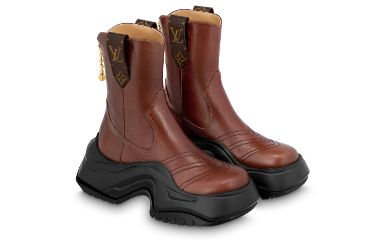 Lookbook (W) ルイ・ヴィトン アーチライト2.0 ブラウンレザー ジップブーツ 1ABHSO