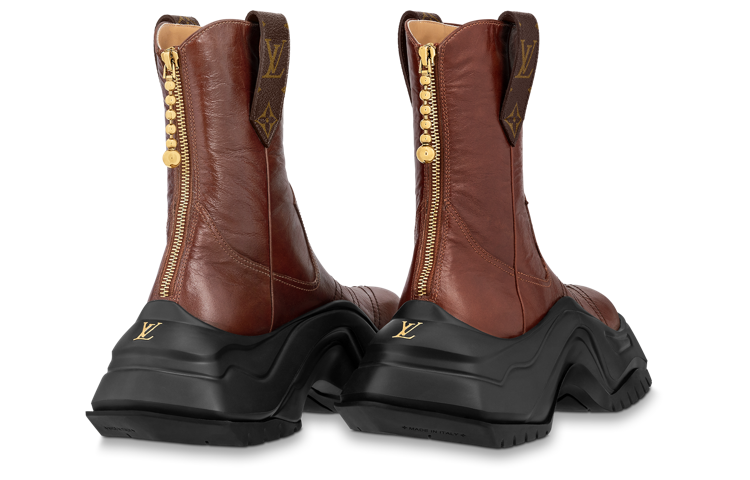Shop (W) ルイ・ヴィトン アーチライト2.0 ブラウンレザー ジップブーツ 1ABHSO