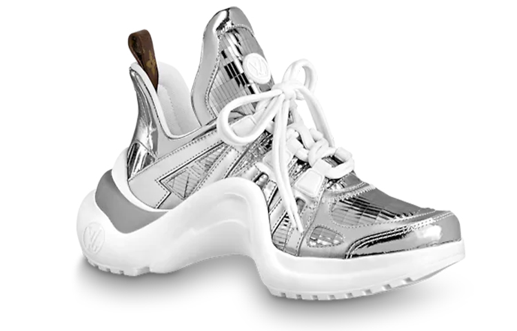 Order 路易威登 Archlight 鏡面金屬質感運動鞋 女款 銀色