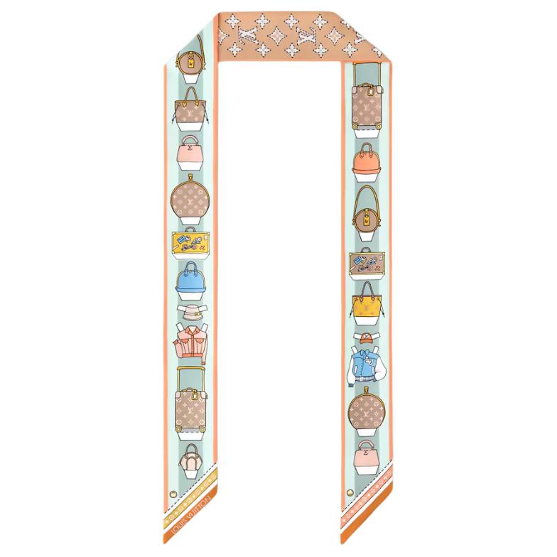 (Women) LOUIS VUITTON Asnieres Paper House BB Print Silk Scarf Beige Women. M94908 圖 2