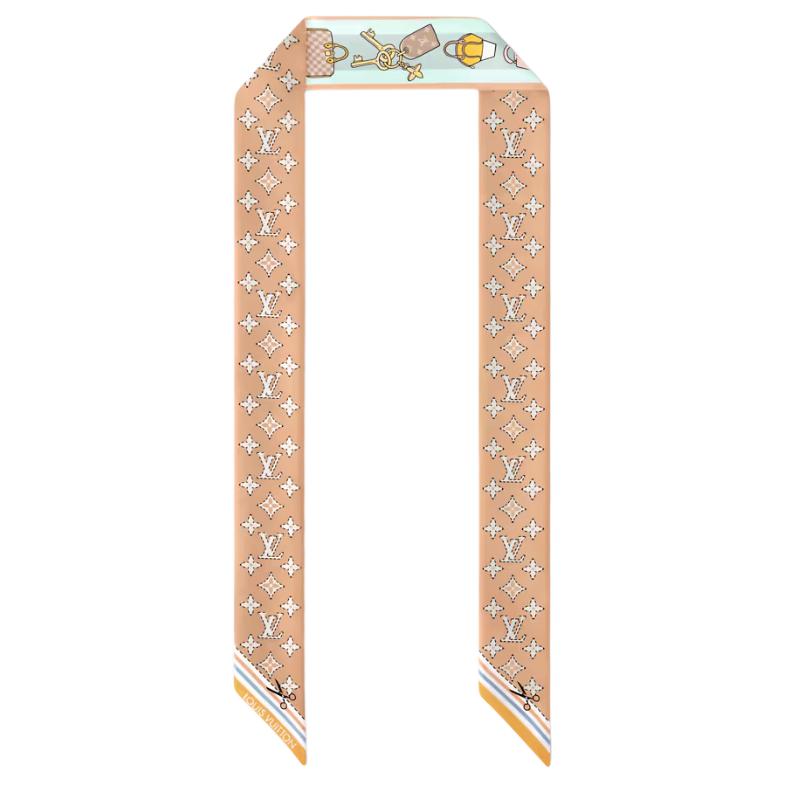 (Women) LOUIS VUITTON Asnieres Paper House BB Print Silk Scarf Beige Women. M94908 圖 3