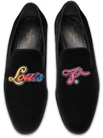 (Women) Louis Vuitton Auteuil 'Louis V Embroidery Velvet Loafer Black' 1A3OV3 (Women) Louis Vuitton Auteuil 'Louis V Embroidery Velvet Loafer Black' 1A3OV3
