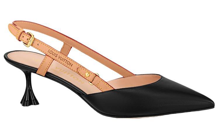 Order (W) Louis Vuitton B Blossom 'Kasut Tumit Tinggi Hujung Runcing Kulit Hitam Berkilat' 1ACBIS
