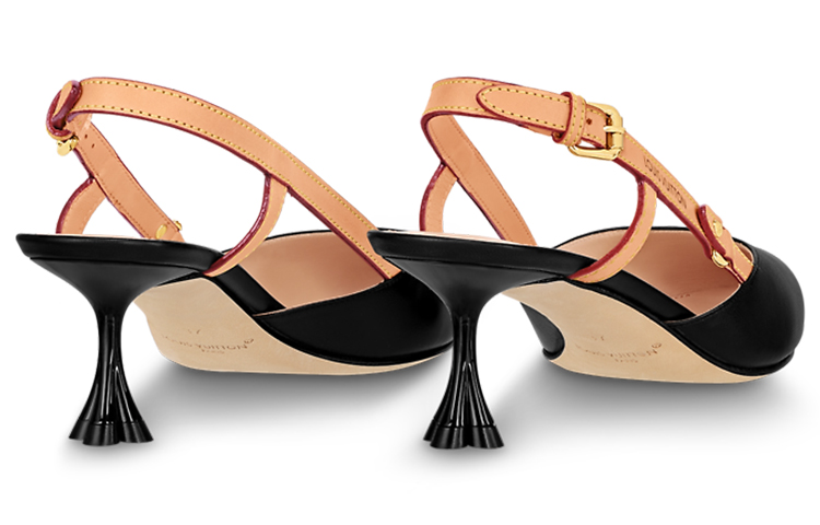 Shop (W) Louis Vuitton B Blossom 'Kasut Tumit Tinggi Hujung Runcing Kulit Hitam Berkilat' 1ACBIS