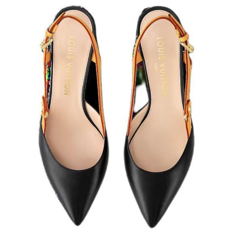 Purchase (W) Louis Vuitton B Blossom 'Kasut Tumit Tinggi Hujung Runcing Kulit Hitam Berkilat' 1ACBIS