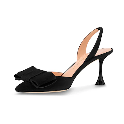 (W) LV B Blossom 'Bow Tie Pointed Toe Stiletto' High Heels Black