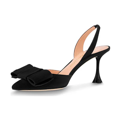 (W) LV B Blossom 'Elegant Black Suede Pointed Stiletto'