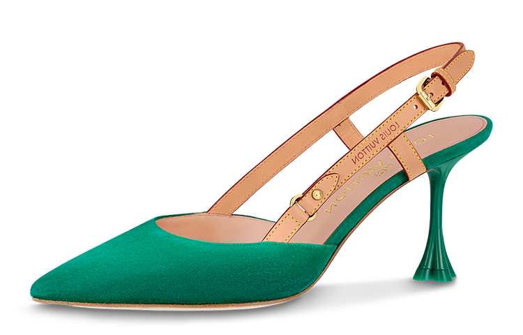 (Women) Louis Vuitton B Blossom 'Green Leather Pointed Toe Buckle Stiletto' 1AC8G1