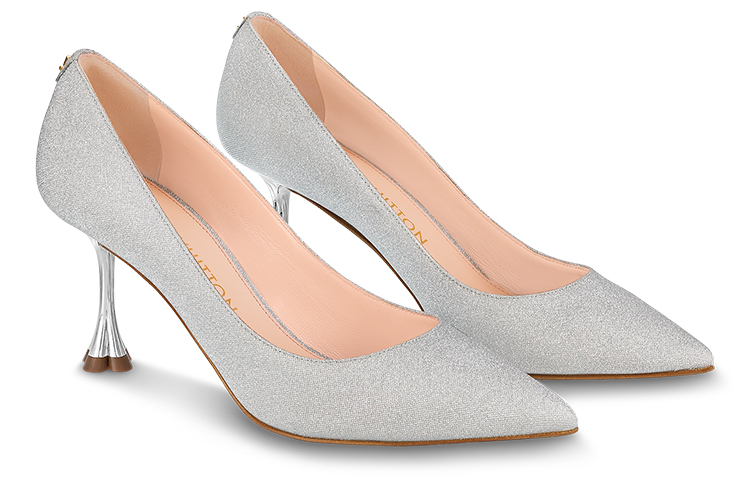 Lookbook LOUIS VUITTON B BLOSSOM 絨面皮革 經典花卉 細跟 高筒鞋 7.5cm 女款 銀色