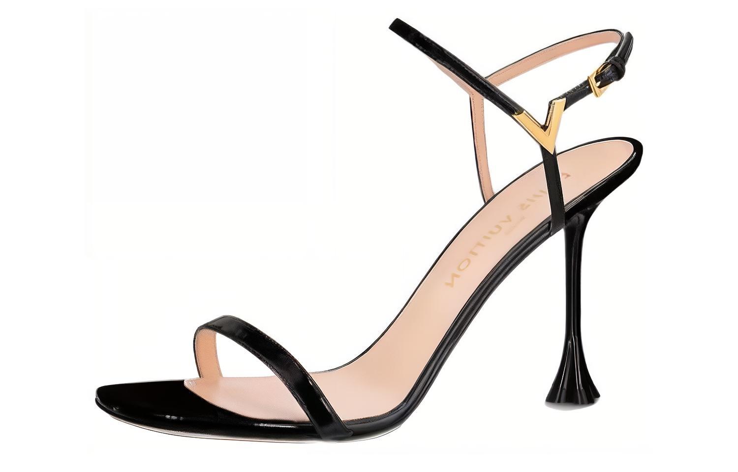 (Women) Louis Vuitton B Blossom 'V-Strap Sandals' Black 1AC8BV