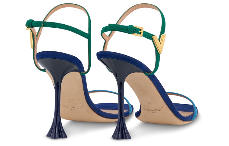 Shop (W) Sandal Tumit Tinggi Louis Vuitton B Blossom 'Biru Hijau' 1ACA7A