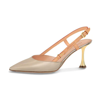 (W) LV B Blossom Leather High Heel 'Light Gold'