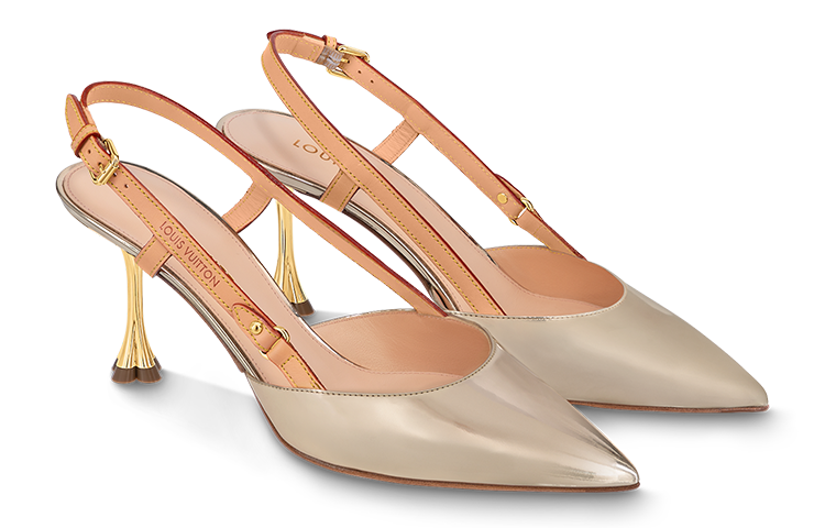 Shop (W) Louis Vuitton B Blossom Escarpins Cuir Boucle Talon Aiguille ''Métallique'' 1AC8SE