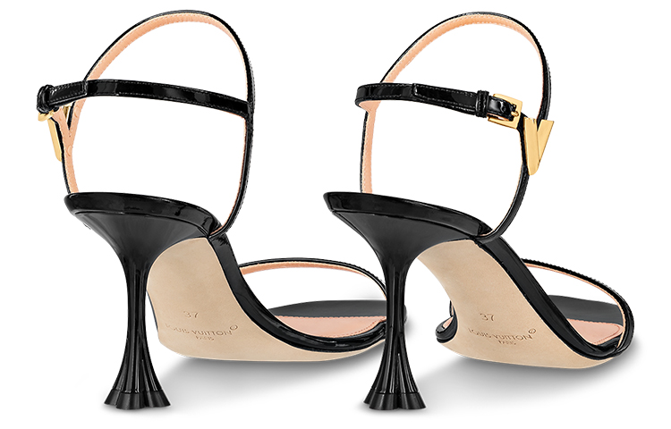 Shop (W) Louis Vuitton B Blossom Sandal Kulit Hiasan V 'Hitam' 1AC93S