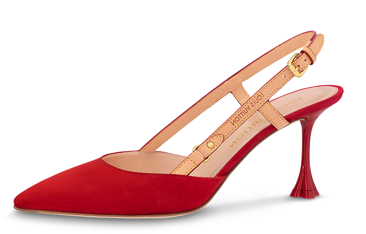 (Women) Louis Vuitton B Blossom Pointed-Toe Buckle Stiletto 'Red Velvet Leather' 1AC8FB