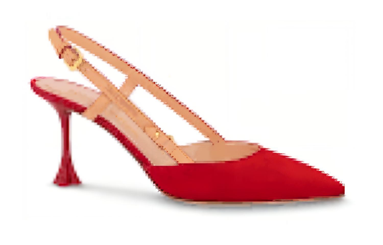 Order (W) Louis Vuitton B Blossom Hujung Runcing Buckle Stiletto 'Kulit Merah Beludru' 1AC8FB
