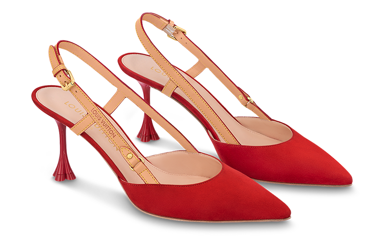 Lookbook (W) Louis Vuitton B Blossom Hujung Runcing Buckle Stiletto 'Kulit Merah Beludru' 1AC8FB