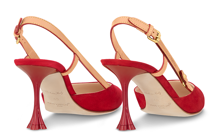Shop (W) Louis Vuitton B Blossom Hujung Runcing Buckle Stiletto 'Kulit Merah Beludru' 1AC8FB