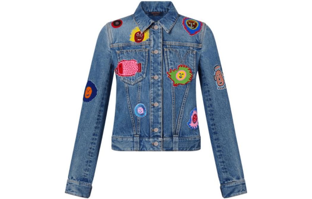 (Women) LOUIS VUITTON Badge Patch Denim Jacket Women’s Blue Long Sleeve 1AB8ZY