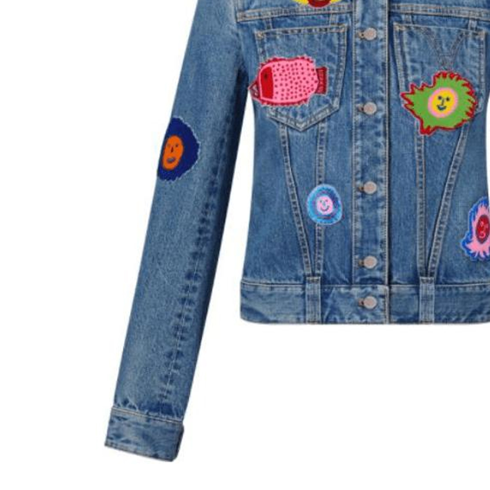Shop (W) 路易威登徽章补丁丹宁夹克 女士蓝色长袖 1AB8ZY