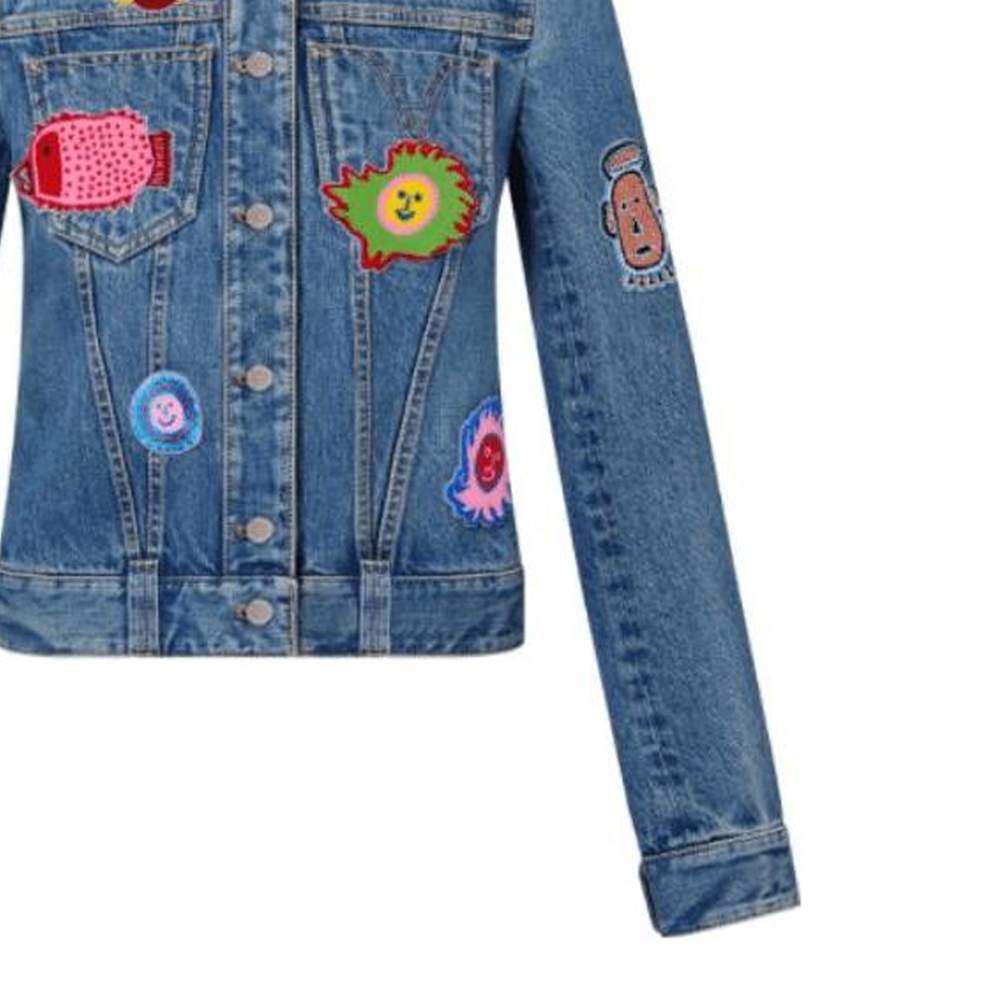 Details for (W) 路易威登徽章补丁丹宁夹克 女士蓝色长袖 1AB8ZY