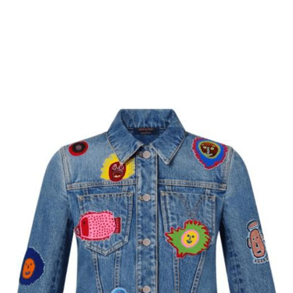 Sizing (W) 路易威登徽章补丁丹宁夹克 女士蓝色长袖 1AB8ZY