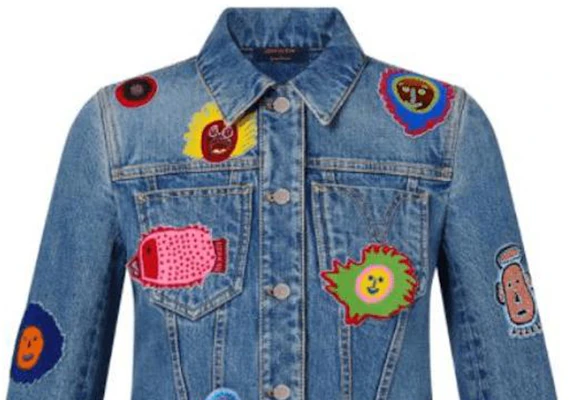 (W) 路易威登徽章补丁丹宁夹克 女士蓝色长袖 1AB8ZY Sizing (W) 路易威登徽章补丁丹宁夹克 女士蓝色长袖 1AB8ZY