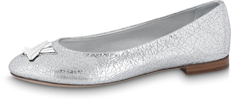 (Women) Louis Vuitton LV Nina Flat Ballerina Shoes 'Silver' 1ABGQB (Women) Louis Vuitton LV Nina Flat Ballerina Shoes 'Silver' 1ABGQB