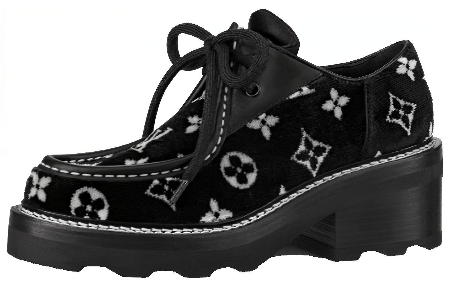 (Women) Louis Vuitton Beau Bourg Platform Shoes 'Black with White Monogram' 1A95Y9