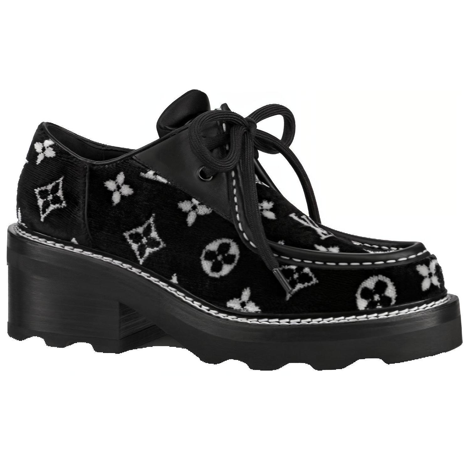 Order (W) Kasut Platform Louis Vuitton Beau Bourg 'Hitam dengan Monogram Putih' 1A95Y9