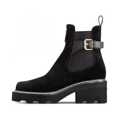 (W) LV Beaubourg Calfskin Chelsea Boot 'Casual Chunky Heel Black'