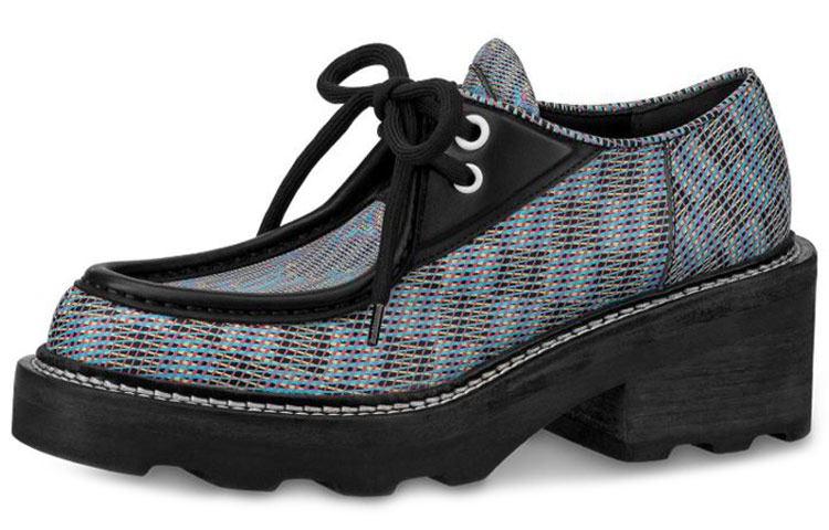 (Women) Louis Vuitton Beaubourg Platform Derby Shoes 'Blue Plaid Print' 1A5SP2