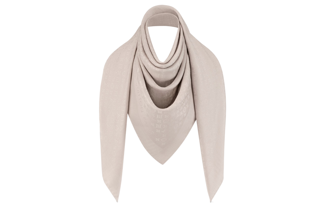 (Women) Louis Vuitton Beige  Silk Scarf with Stylish Sunshade Pattern Design. M77646