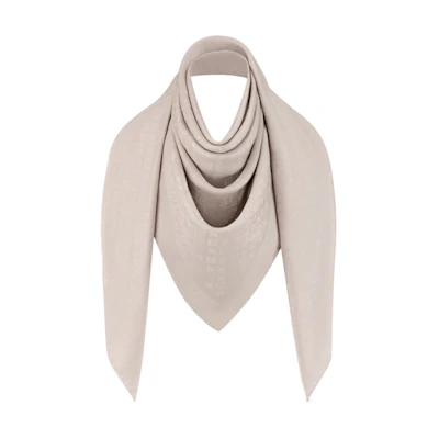 (Women) Louis Vuitton Beige Silk Scarf with Stylish Sunshade Pattern Design. M77646
