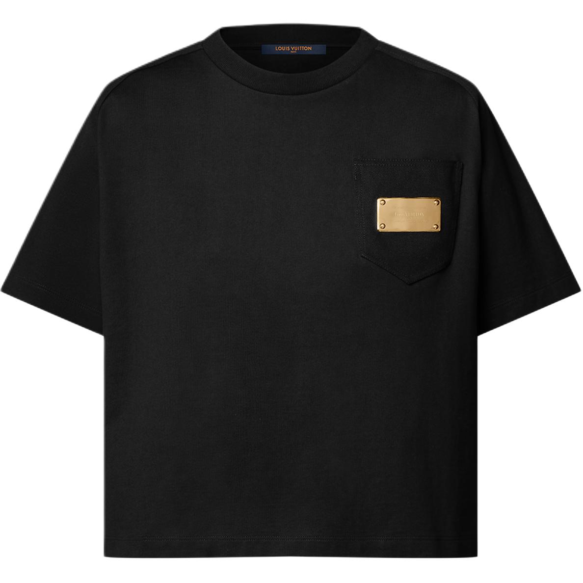 (Women) LOUIS VUITTON Black Cotton Knit Signature Loose Fit T-Shirt 1AHX81