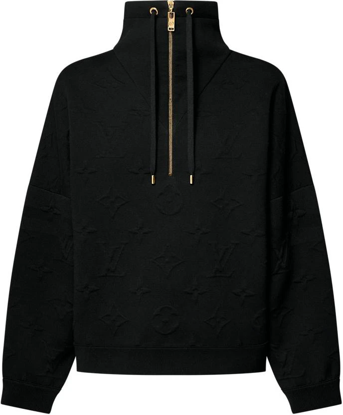women-louis-vuitton-black-embossed-high-neck-half-zip-knit-sweater-1-agckt